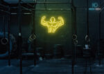 Body builder Neon Sign Yellow