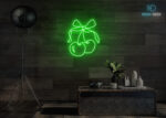 Cherries 🍒 with Ribbon 🎀 Neon Sign Green