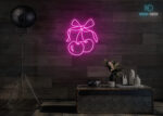 Cherries 🍒 with Ribbon 🎀 Neon Sign Hot-Pink