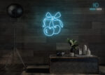 Cherries 🍒 with Ribbon 🎀 Neon Sign Ice-Blue