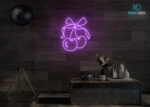 Cherries 🍒 with Ribbon 🎀 Neon Sign Purple