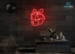 Cherries 🍒 with Ribbon 🎀 Neon Sign Red