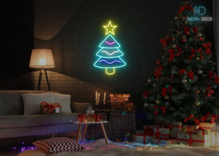 Christmas Tree and Star Neon Sign Multi