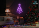Christmas Tree and Star Neon Sign Purple