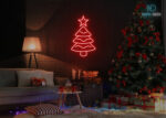 Christmas Tree and Star Neon Sign Red