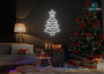 Christmas Tree and Star Neon Sign White