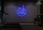 Fitness with Cycle Design Neon Sign Dark-Blue