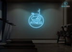Fitness with Cycle Design Neon Sign Ice-Blue