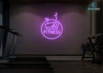 Fitness with Cycle Design Neon Sign Purple