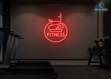 Fitness with Cycle Design Neon Sign Red