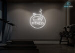 Fitness with Cycle Design Neon Sign White