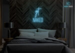 Get Naked Neon Sign Ice-Blue