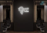 Hair Salon Neon Sign White