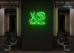 Hair Salon Scissor with Girl Face Neon Sign Green