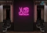 Hair Salon Scissor with Girl Face Neon Sign Hot-Pink