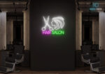 Hair Salon Scissor with Girl Face Neon Sign Multi