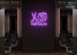 Hair Salon Scissor with Girl Face Neon Sign Purple