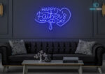 Happy Father's Day Multi Color Design LED Neon Sign Dark-Blue