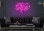 Happy Father's Day Multi Color Design LED Neon Sign Hot-Pink