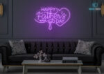 Happy Father's Day Multi Color Design LED Neon Sign Purple