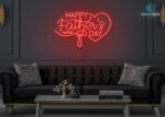 Happy Father's Day Multi Color Design LED Neon Sign Red