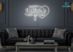 Happy Father's Day Multi Color Design LED Neon Sign White