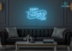 Happy Father's Day design LED Neon Sign Ice-Blue