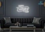 Happy Father's Day design LED Neon Sign White