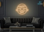 Happy Mom Day Neon Sign Warm-White