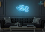 Happy Mother's Day Design LED Neon Sign Ice-Blue