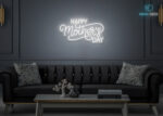 Happy Mother's Day Design LED Neon Sign White