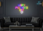 Happy Mothers Day with Heart LED Neon Sign Multi
