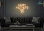 Happy Mothers Day with Heart LED Neon Sign Warm-White