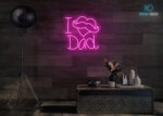 I Love Dad with Heart LED Neon Sign Hot-Pink