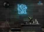 I Love Dad with Heart LED Neon Sign Ice-Blue