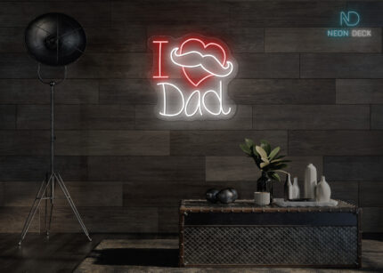 I Love Dad with Heart LED Neon Sign Multi