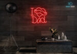 I Love Dad with Heart LED Neon Sign Red