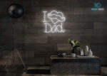 I Love Dad with Heart LED Neon Sign White