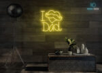 I Love Dad with Heart LED Neon Sign Yellow