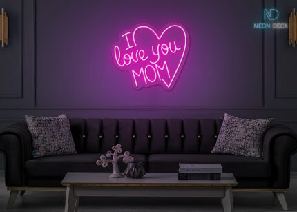 I Love you MOM Neon Sign Hot-Pink