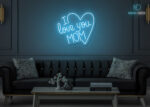 I Love you MOM Neon Sign Ice-Blue