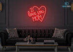 I Love you MOM Neon Sign Red