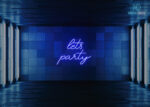 Lets Party Design Neon Sign Dark-Blue