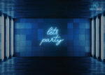 Lets Party Design Neon Sign Ice-Blue