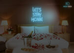 Lets Stay Home Neon Sign Ice-Blue