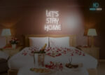 Lets Stay Home Neon Sign White