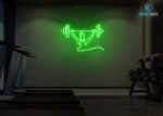 Lifting Weights Neon Sign Green