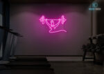 Lifting Weights Neon Sign Hot-Pink