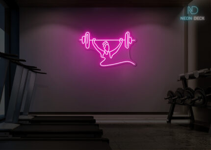 Lifting Weights Neon Sign Hot-Pink