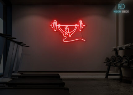 Lifting Weights Neon Sign Red